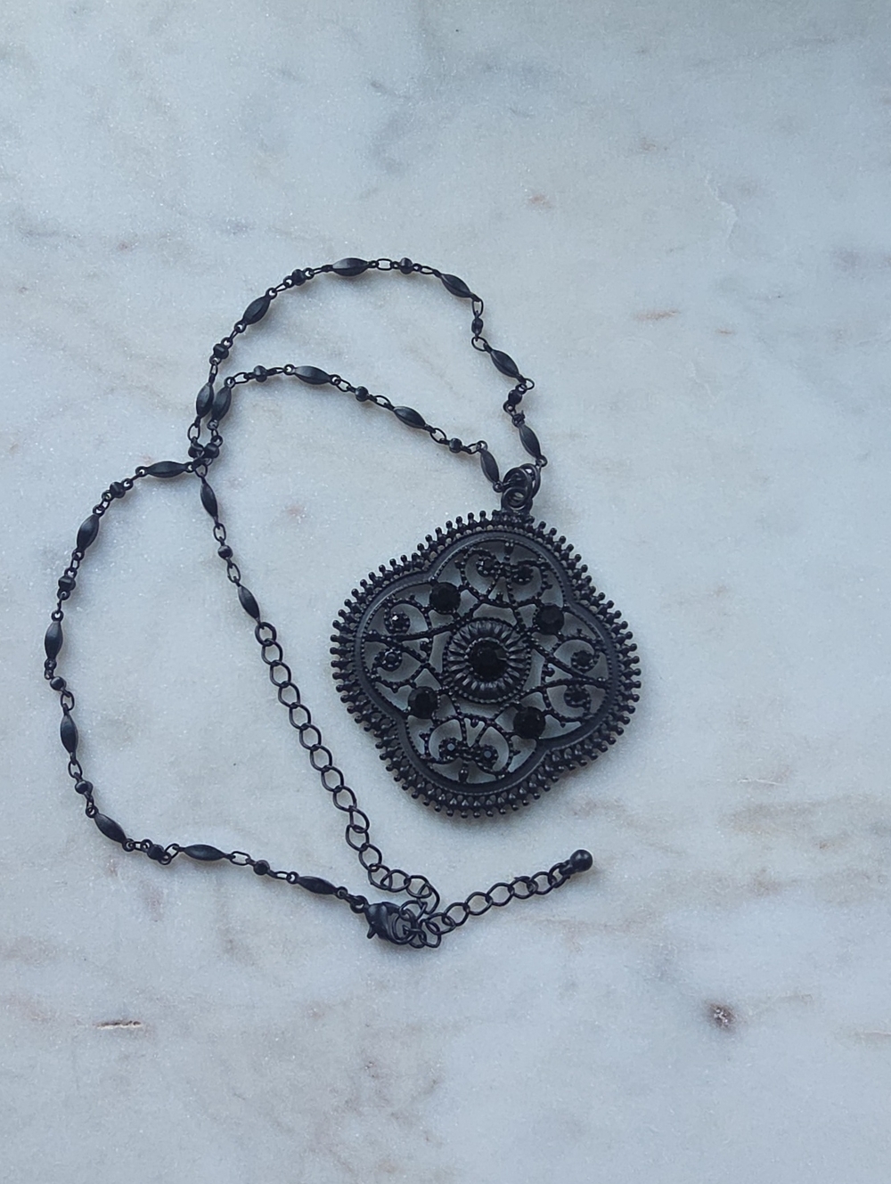 Vintage Inspired Express Black Metal Pendant